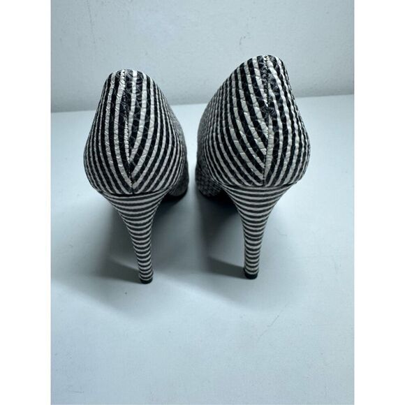 Seychelles Womens Black White Striped Leather Pointed Toe Heels Pumps Shoes 8 - Picture 10 of 10